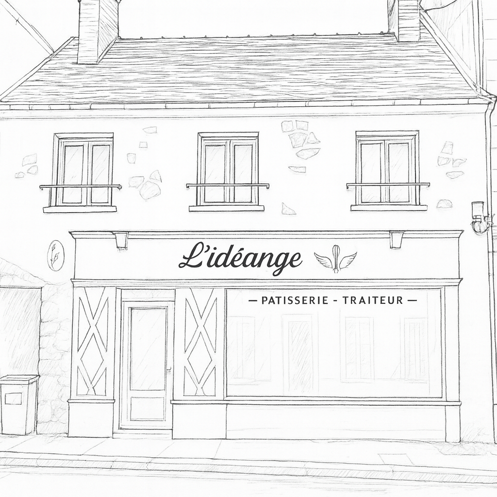 Façade de la pâtisserie L'Idéange, 26 rue de l'enclos, Houdan